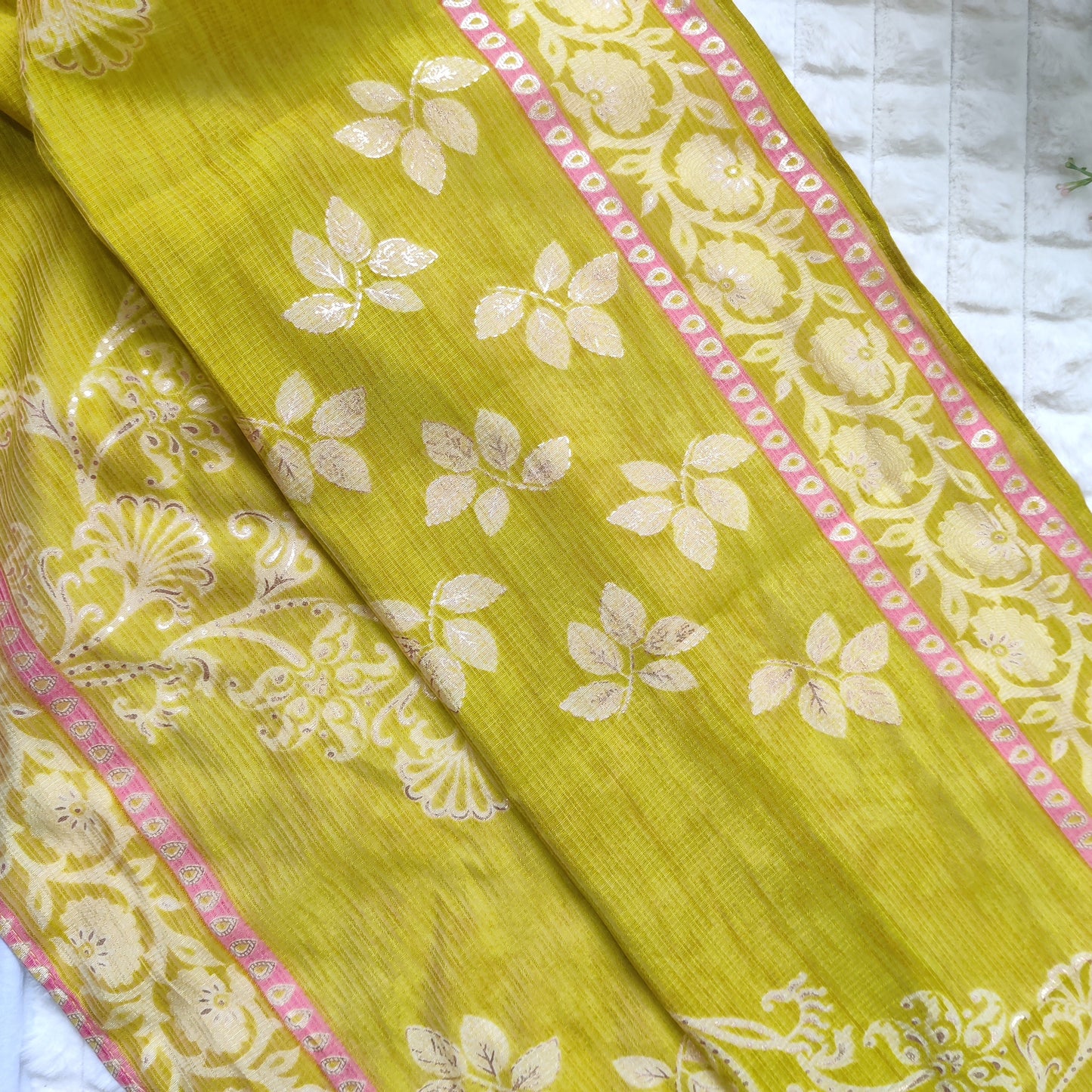 Lemon Glow - Pure Vertigan Suit Set with Kotadoriya Dupatta