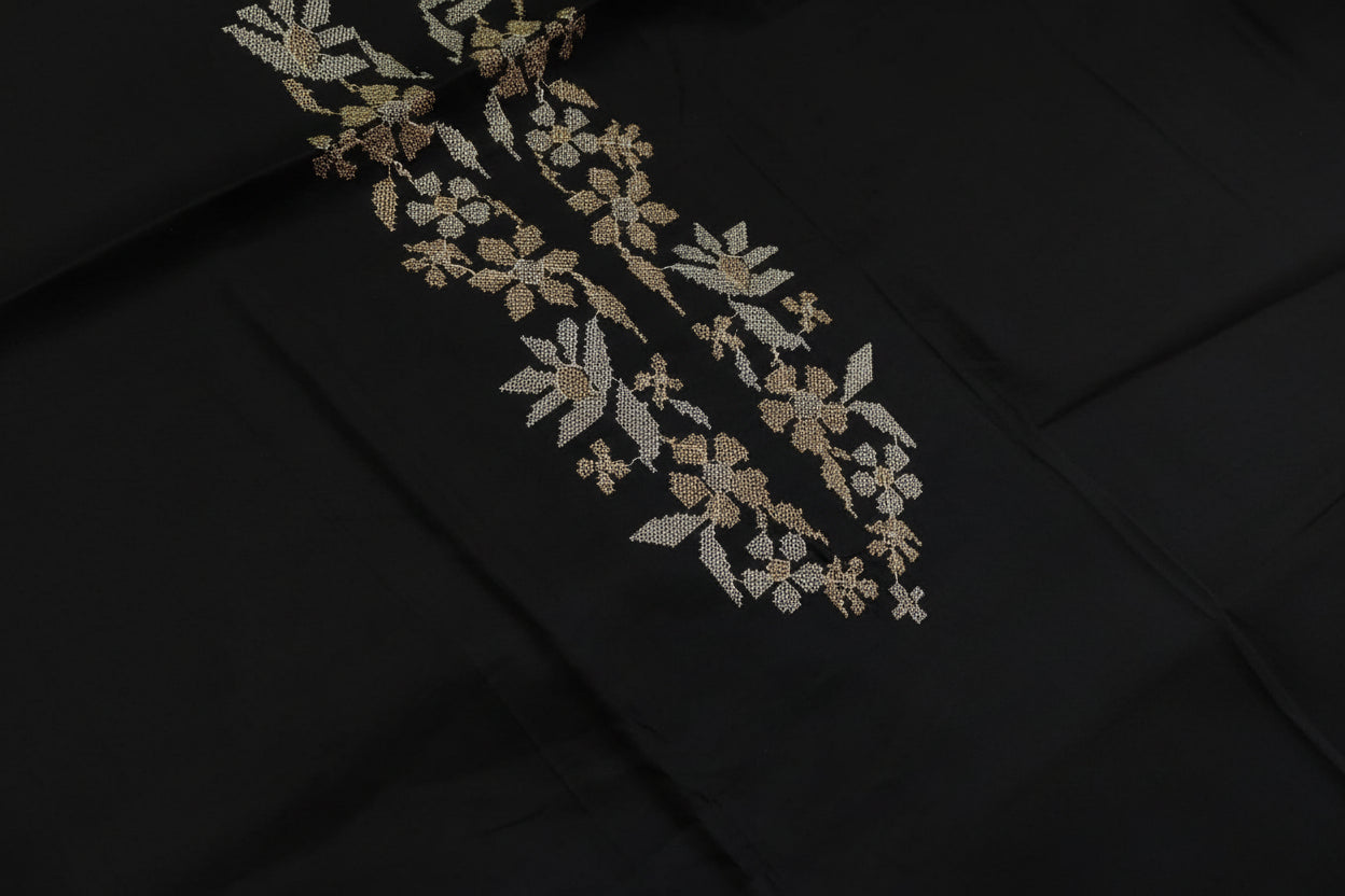 Unstitched Black Modal Cotton Suit