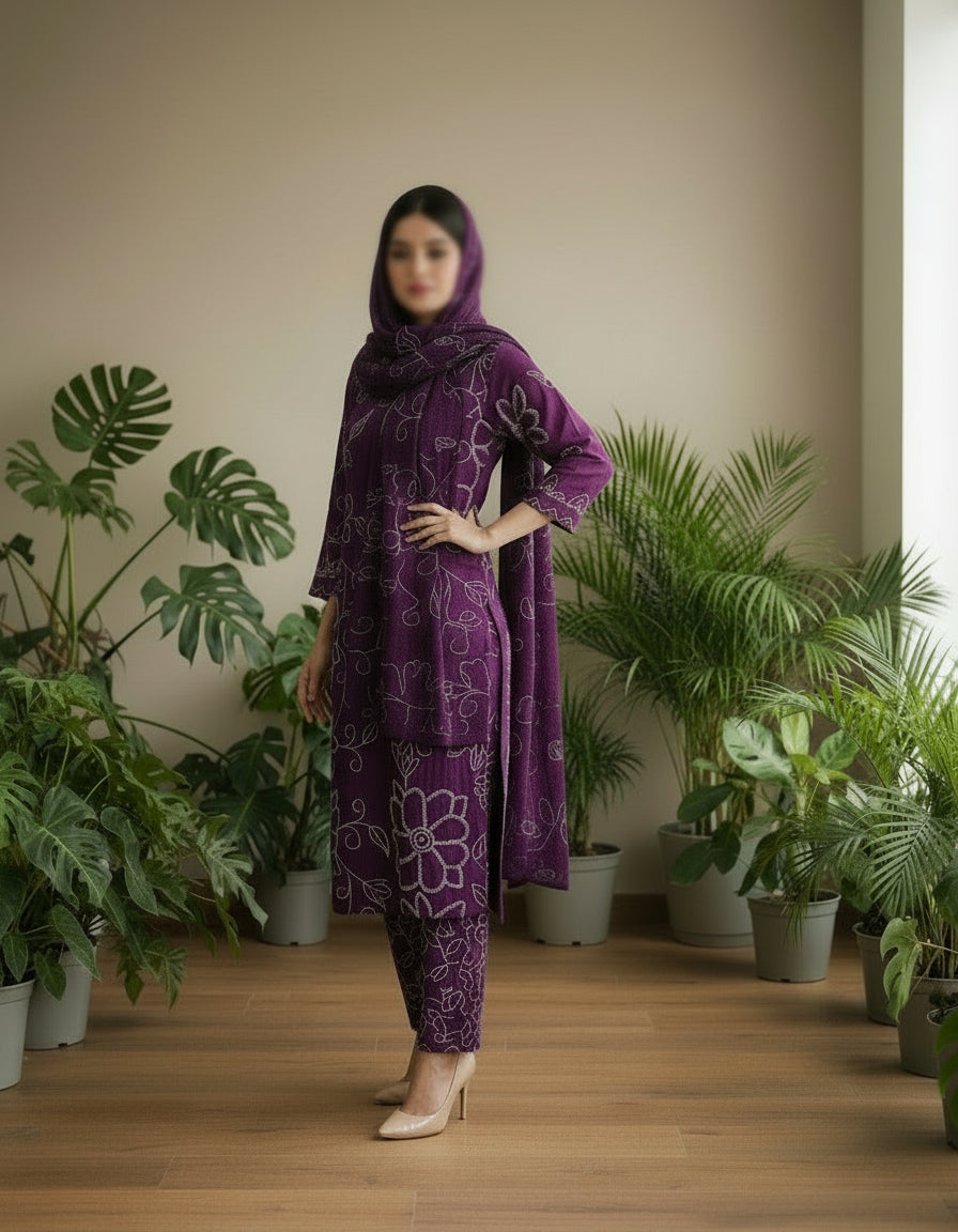 Desi girl- Rayon Cotton With Mirror Work Suit Set