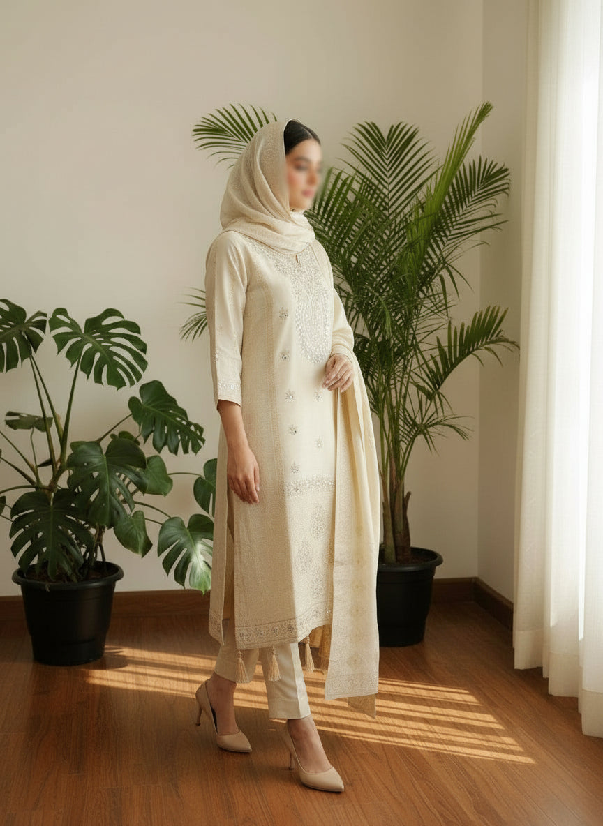 Mishaal Ivory Luxe Suit Set