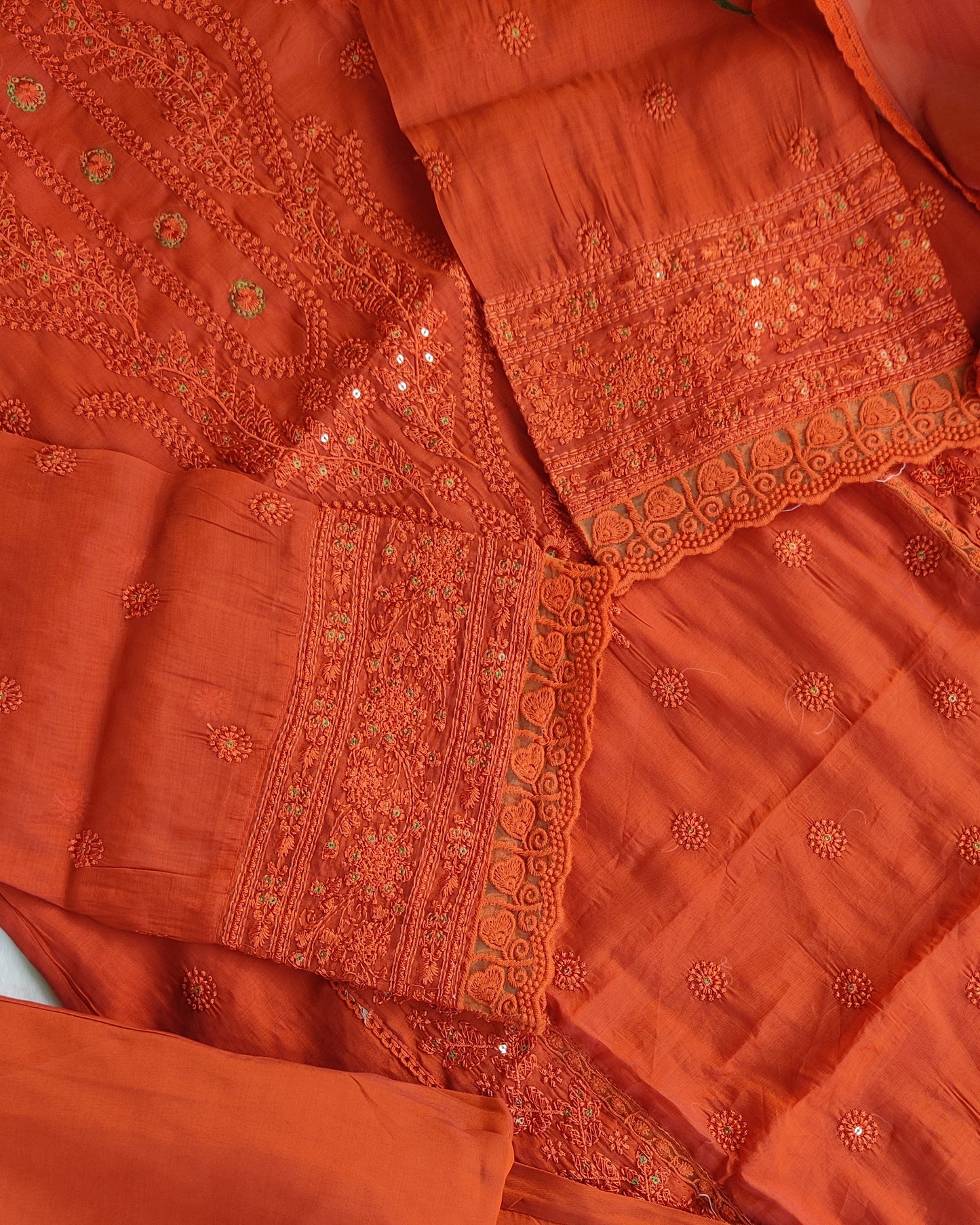 Inara Rust Mul Chanderi Suit Set