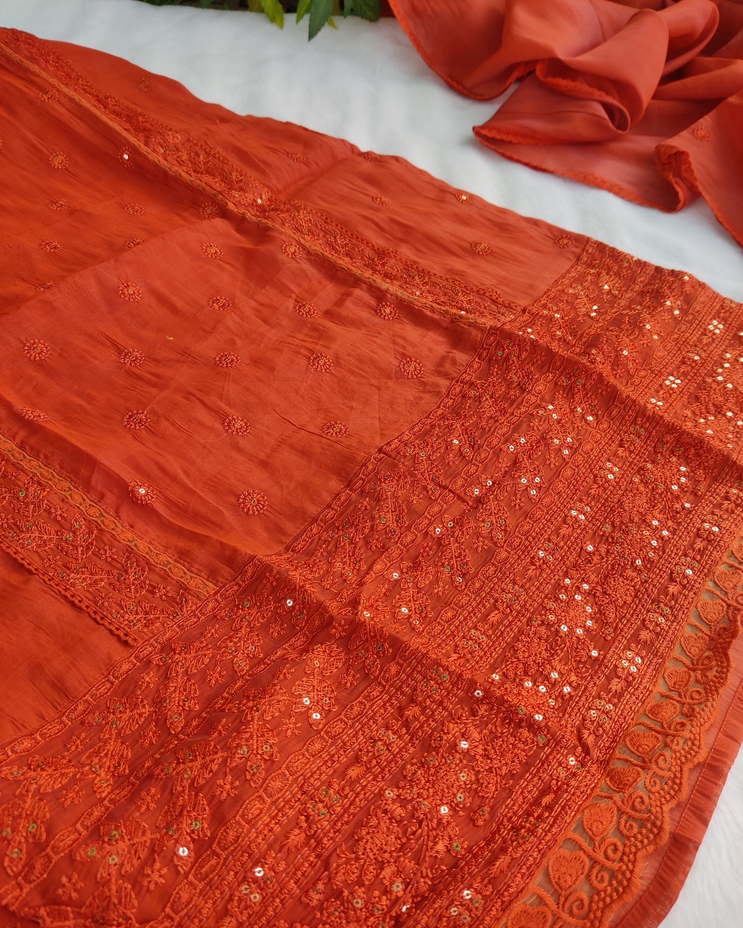 Inara Rust Mul Chanderi Suit Set