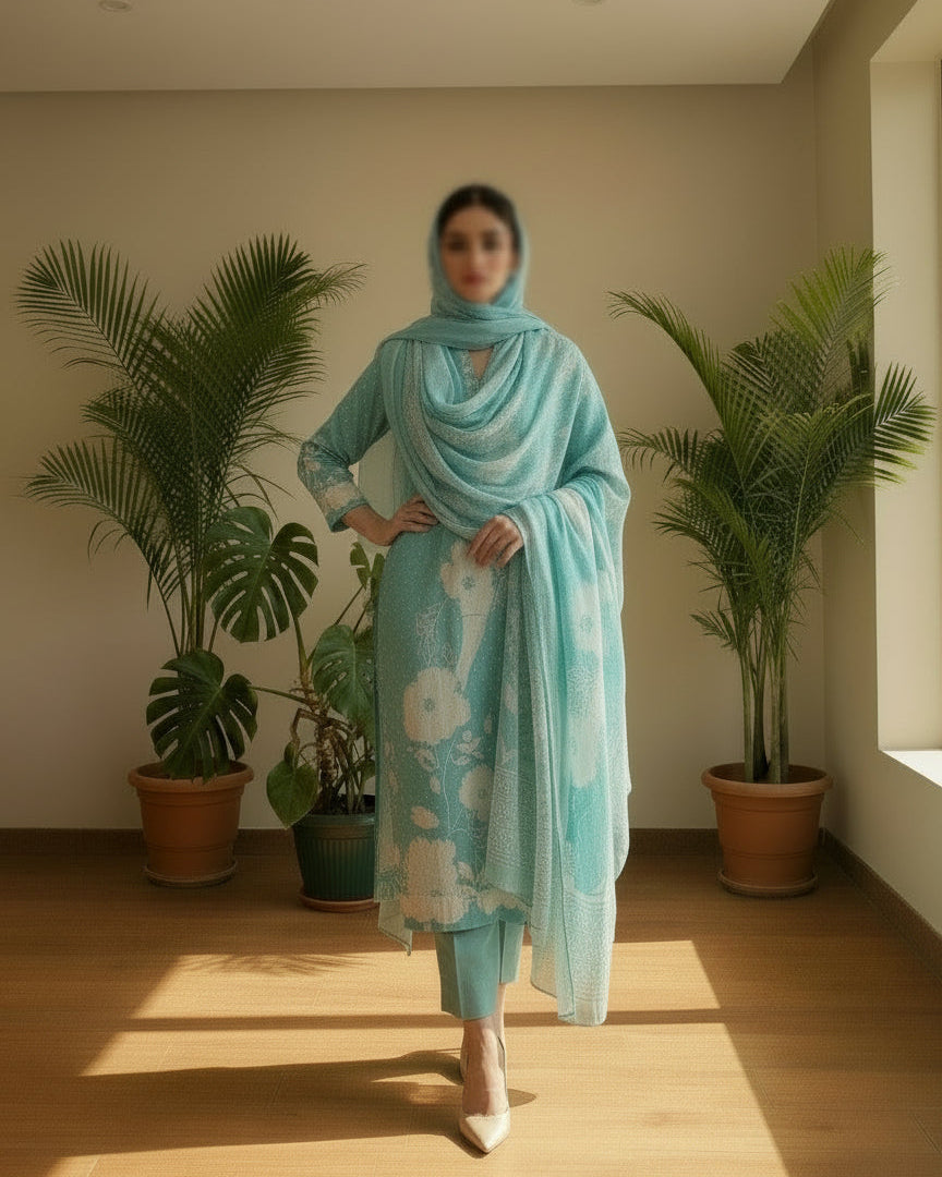 Hania Aqua Bloom Suit Set