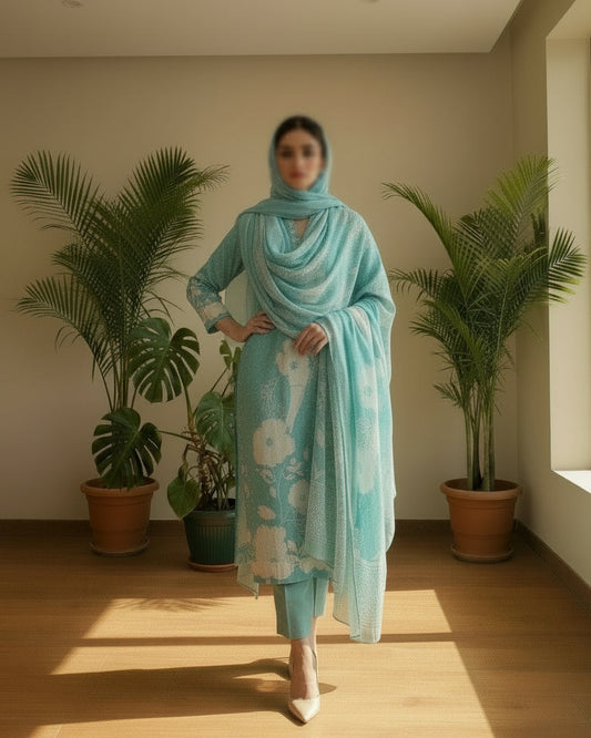 Hania Aqua Bloom Suit Set