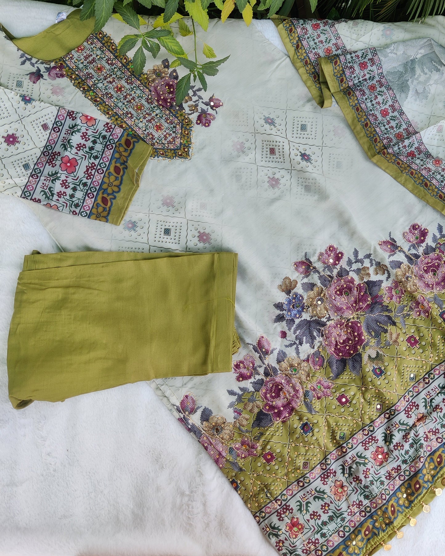 Aanya Olive Bloom Suit Set