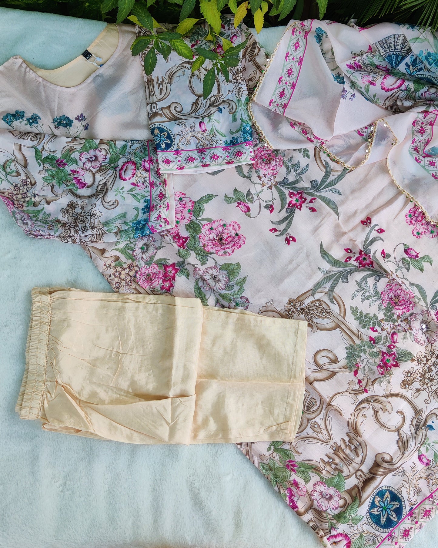 Nura Blush Petals – Floral Printed Suit Set