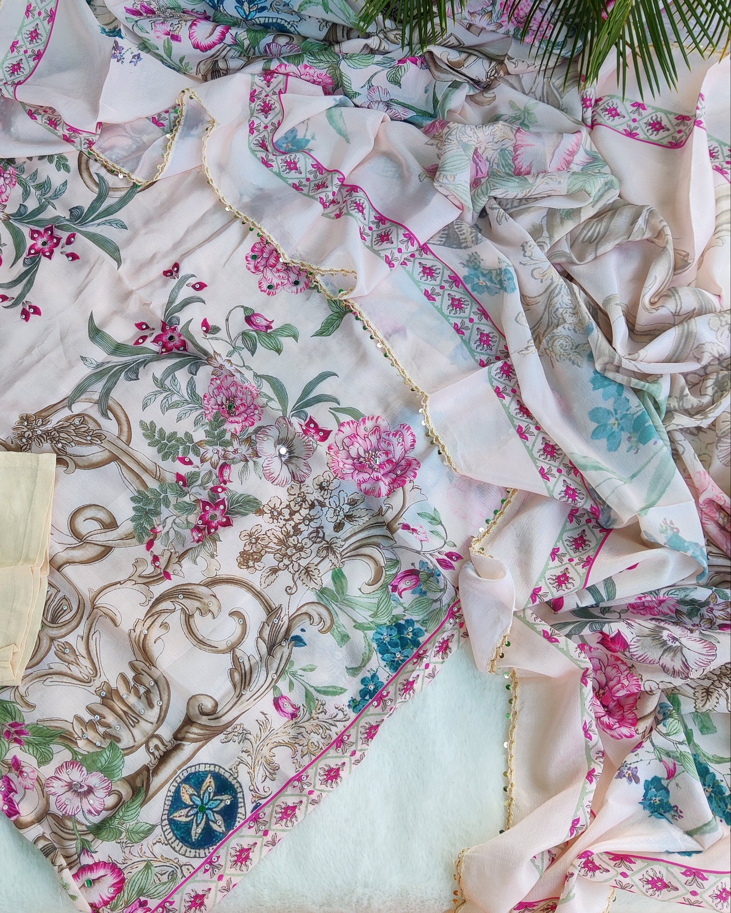 Nura Blush Petals – Floral Printed Suit Set