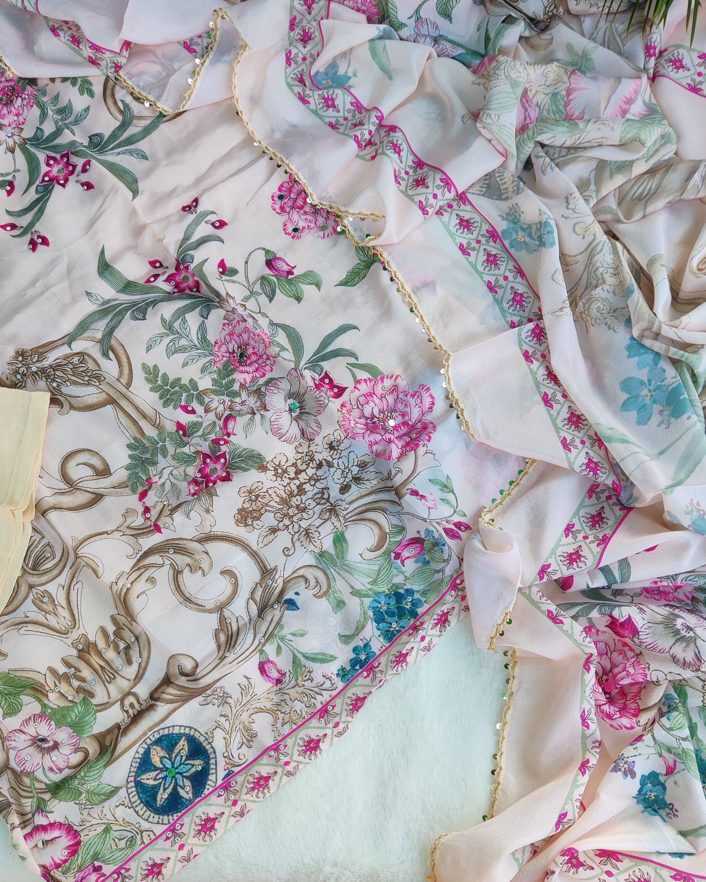 Nura Blush Petals – Floral Printed Suit Set