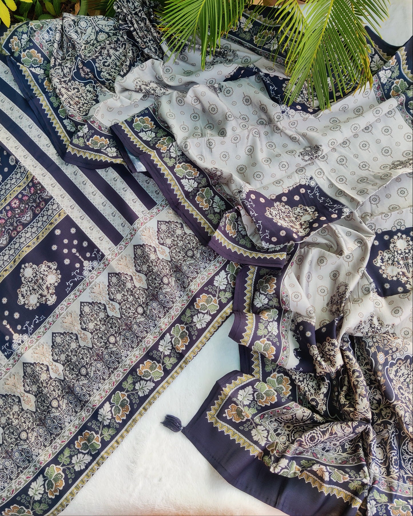 Nura Black Bloom- Printed Suit Set