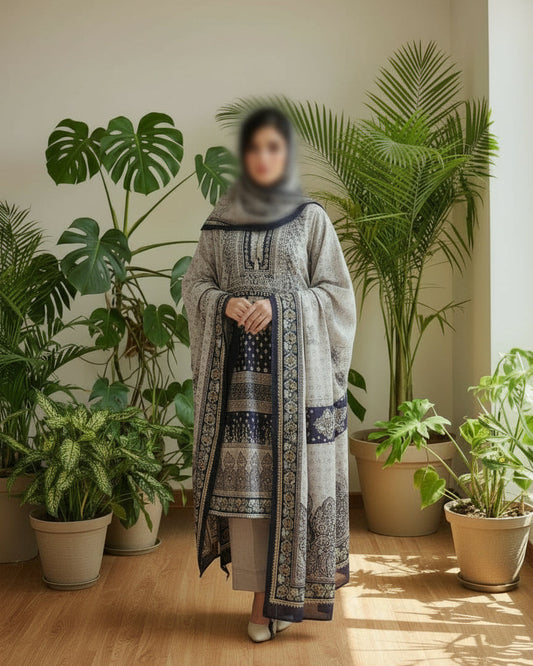 Nura Black Bloom- Printed Suit Set