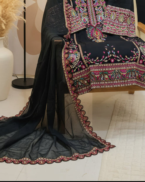 Zara Shahjahan Farshi Shalwar Suit set - Black