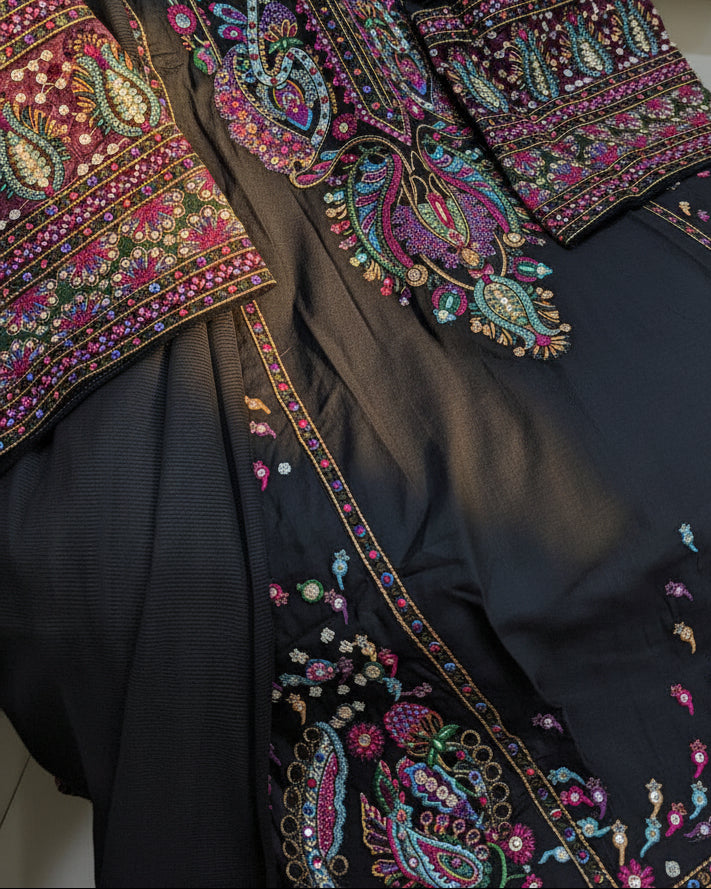 Zara Shahjahan Farshi Shalwar Suit set - Black