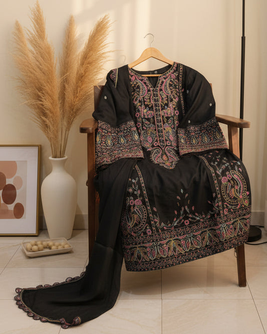 Zara Shahjahan Farshi Shalwar Suit set - Black