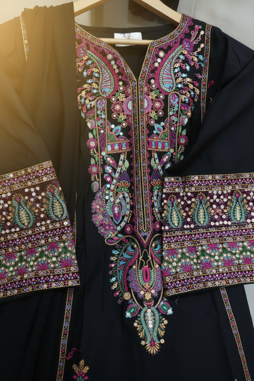 Zara Shahjahan Farshi Shalwar Suit set - Black