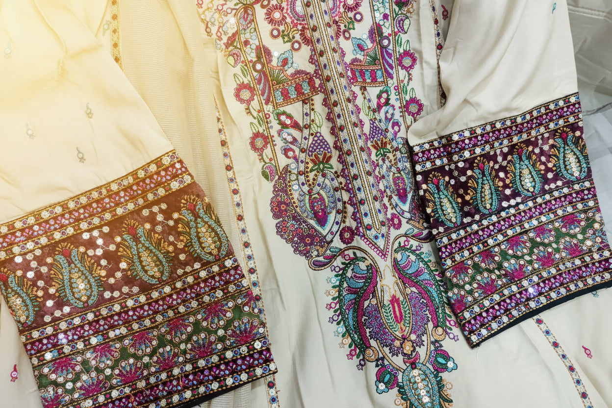 Zara Shahjahan Farshi Shalwar Suit set- Beige
