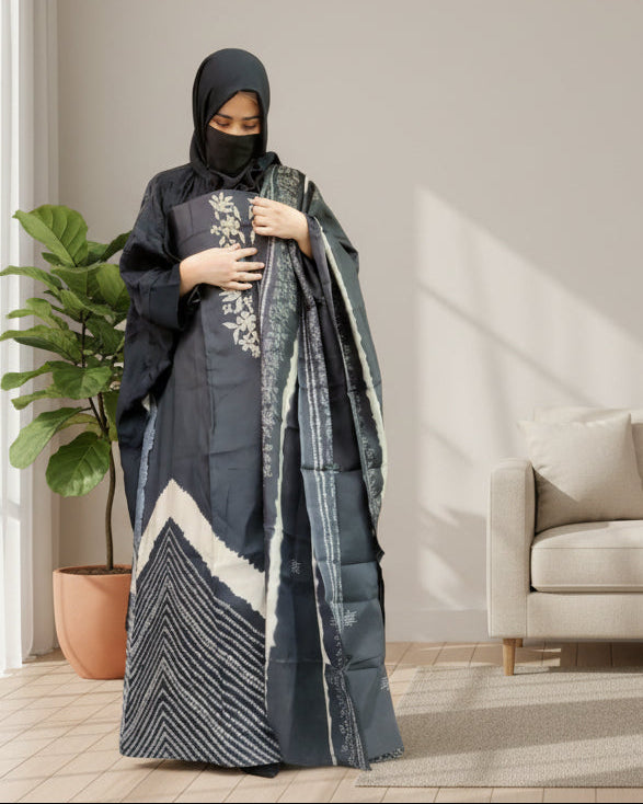 Unstitched Black Modal Cotton Suit