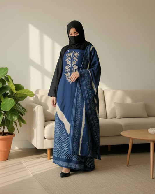 Unstitched Blue Modal Cotton Suit