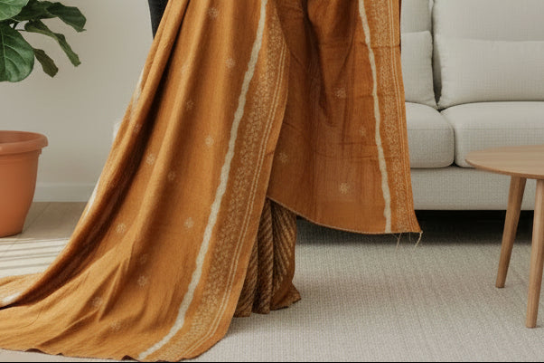 Unstitched Mustard Modal Cotton Suit
