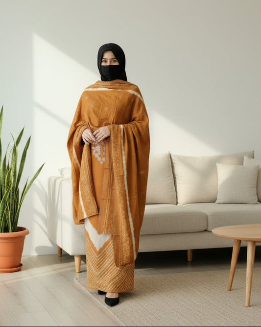 Unstitched Mustard Modal Cotton Suit