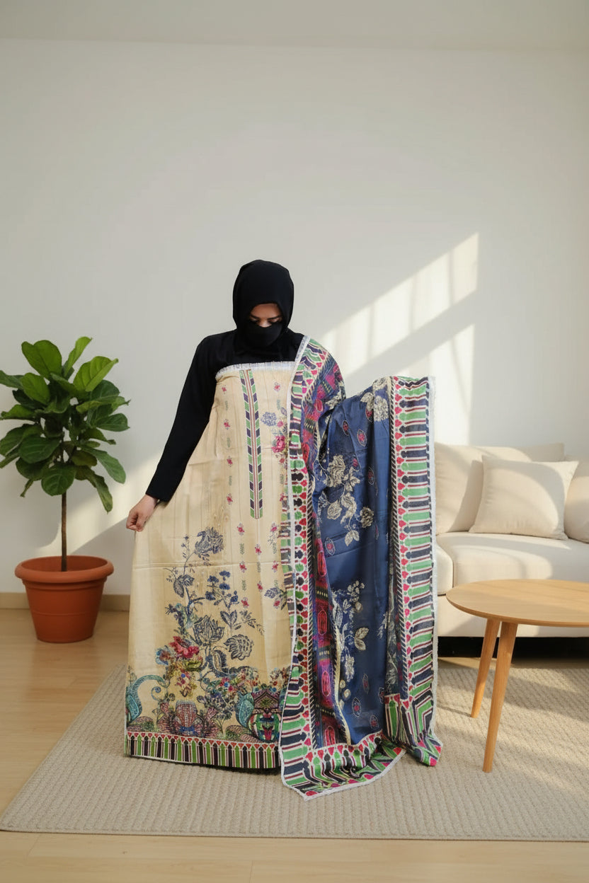 Pakistani Unstitched Lawn suit- 08