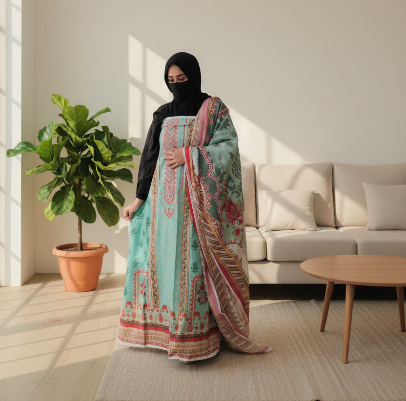 Pakistani Unstitched Lawn suit- 10