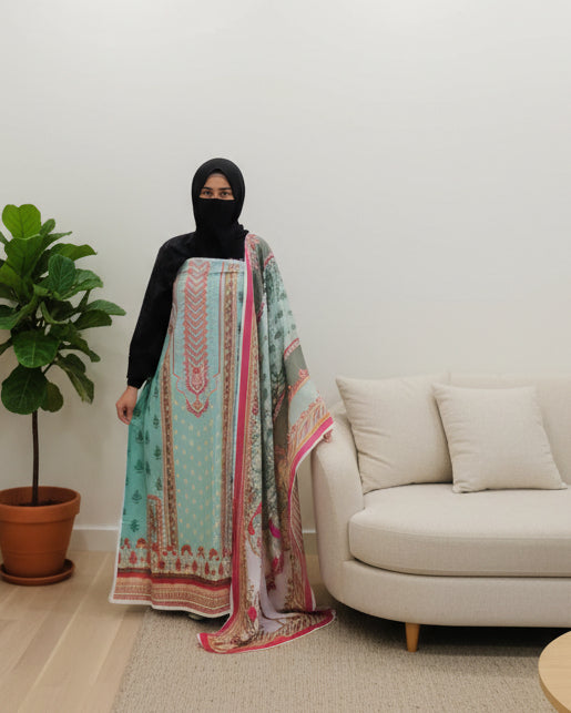 Pakistani Unstitched Lawn suit- 10