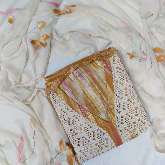 Zari Lace Charm Unstitched Suit set