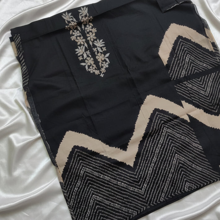 Unstitched Black Modal Cotton Suit