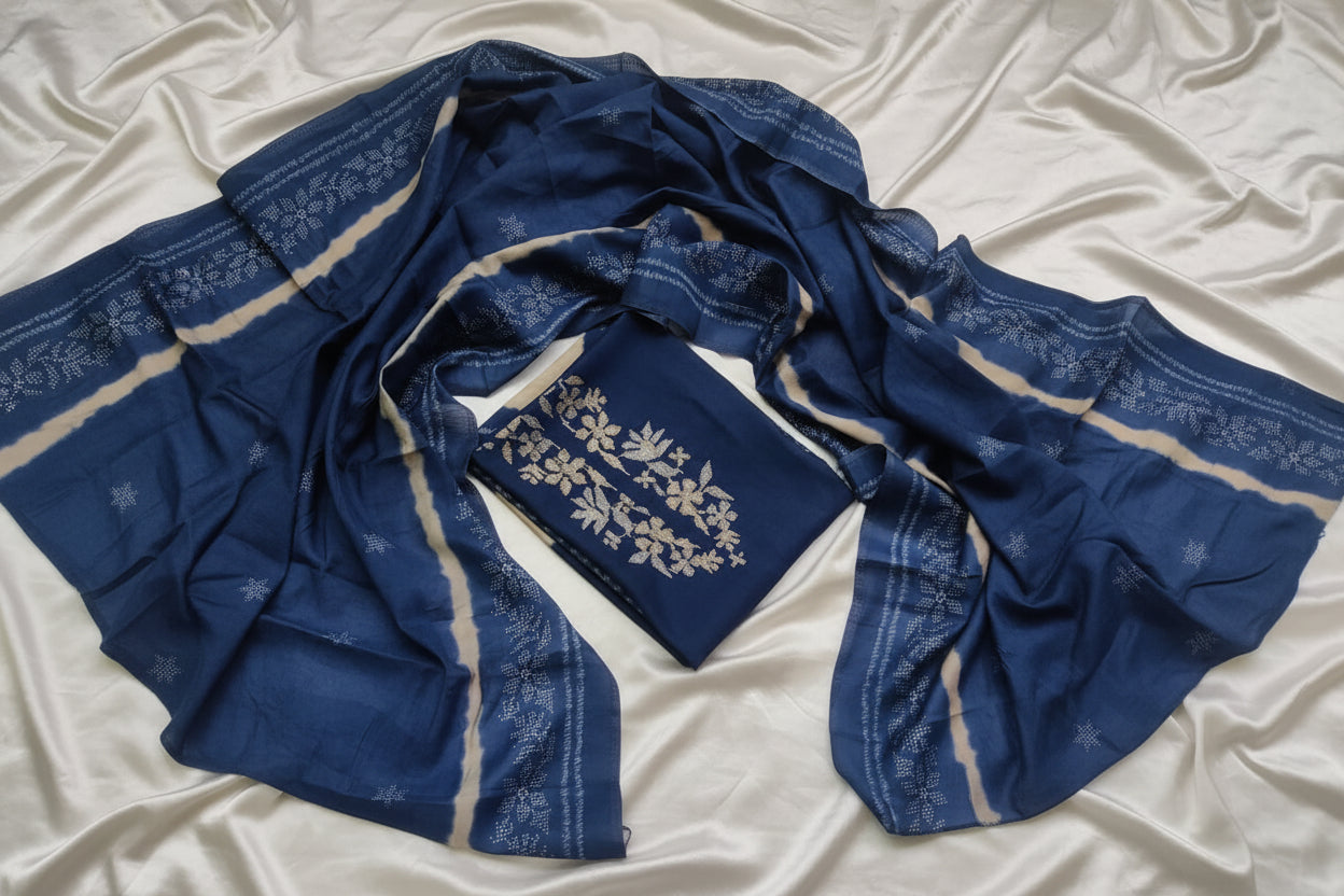Unstitched Blue Modal Cotton Suit