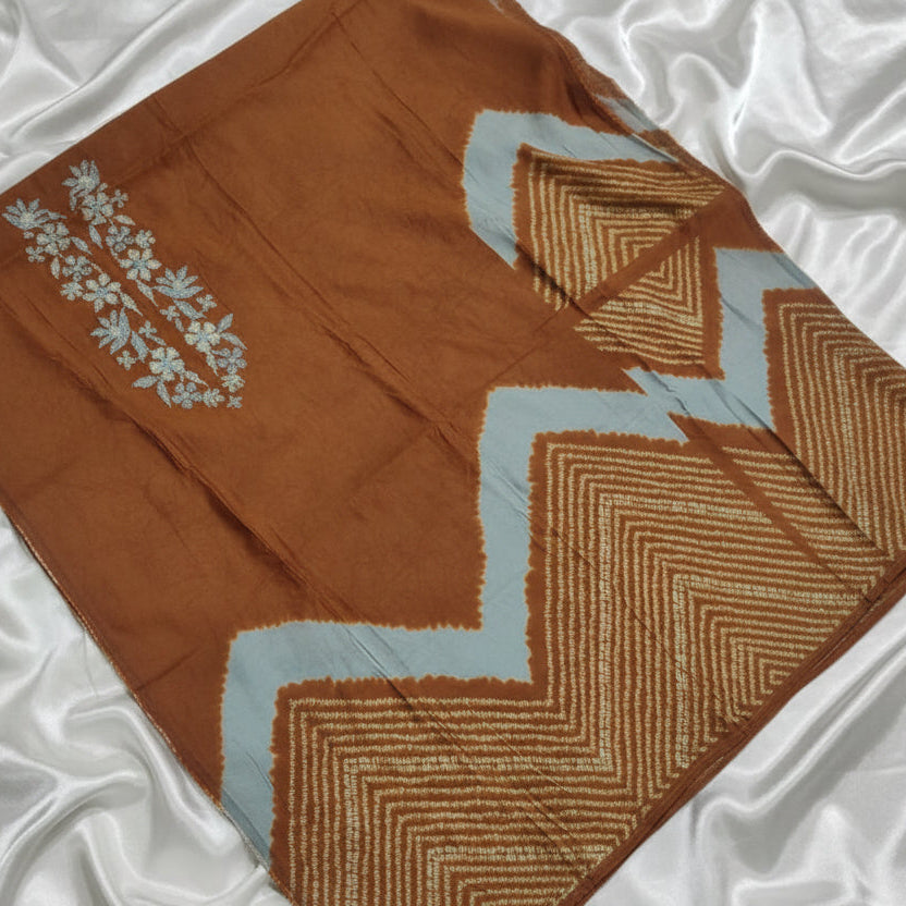 Unstitched Mustard Modal Cotton Suit